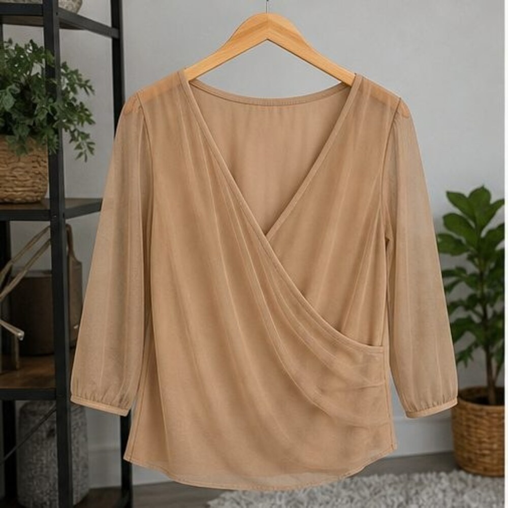 Camel Ruffle Blouse